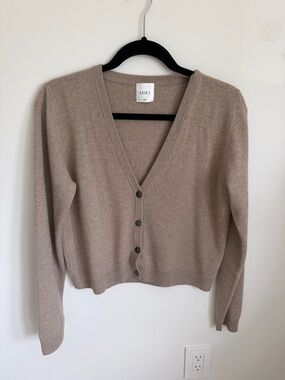 LESET Taupe V-Neck Button Cardigan